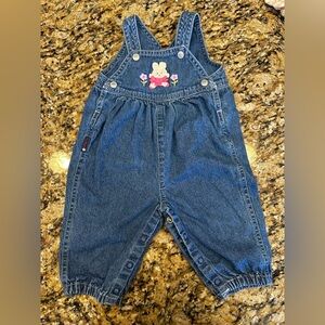 The Children's Place Denim Overalls with Bunny & Floral Embroidery - Blue